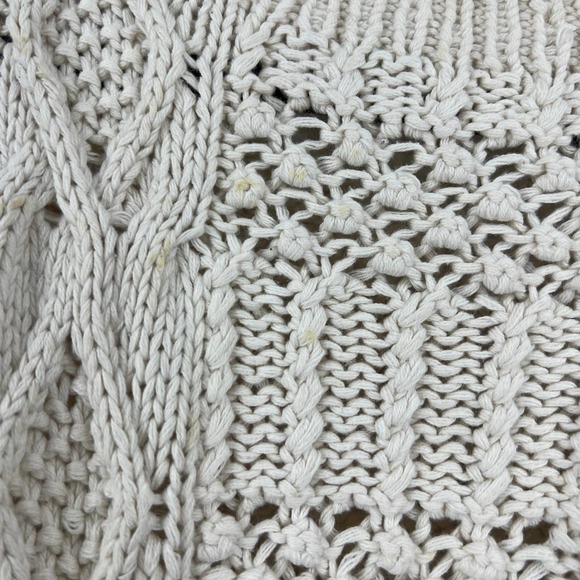 Vintage Chunky Knit Popover Sweater Cream Crew Neckline Women's Medium - Picture 3 of 6